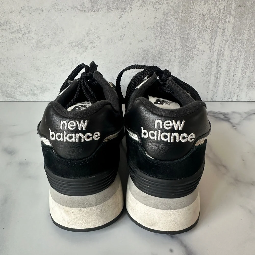 New Balance 574 Black and White Platform Sneakers - Picture 3 of 10